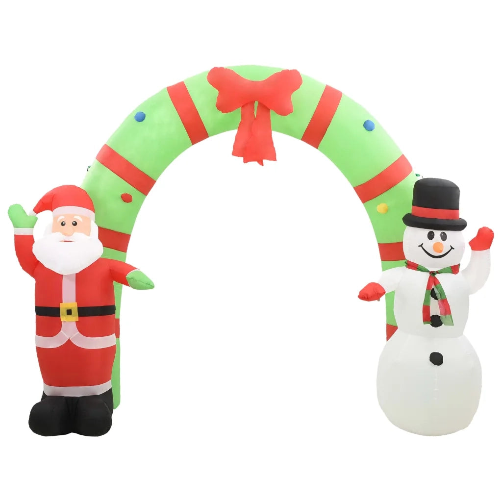 Arco con Babbo Natale Gonfiabile e Pupazzo di Neve LED 223 cm CFW1297614