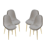 SET DA 4 SEDIE IMBOTTITE TEDDY IN TESSUTO GRIGIO CON GAMBE ORO 44X48X88 CM