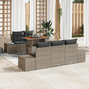 Set da Giardino 6 Pezzi con Cuscini Grigio Rattan Polietilene