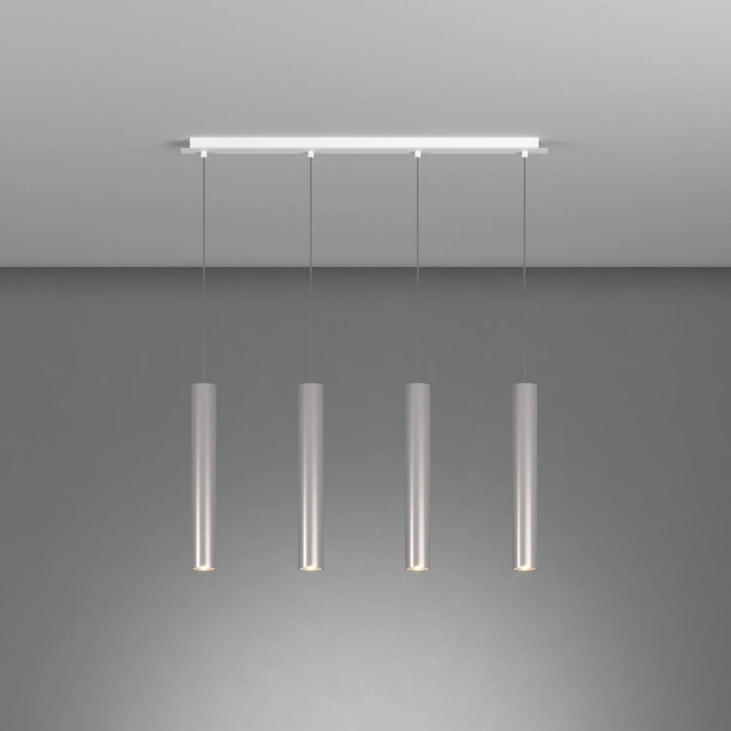 Lampadario Industrial-Minimal Xeana Metallo Bianco Alluminio 4 Luci Gu10