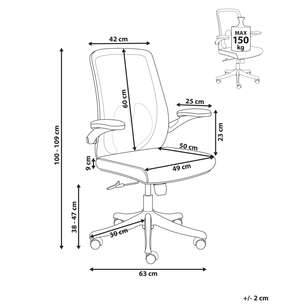 Sedia da ufficio con base girevole e braccioli regolabili in altezza con rete Nero stile moderno