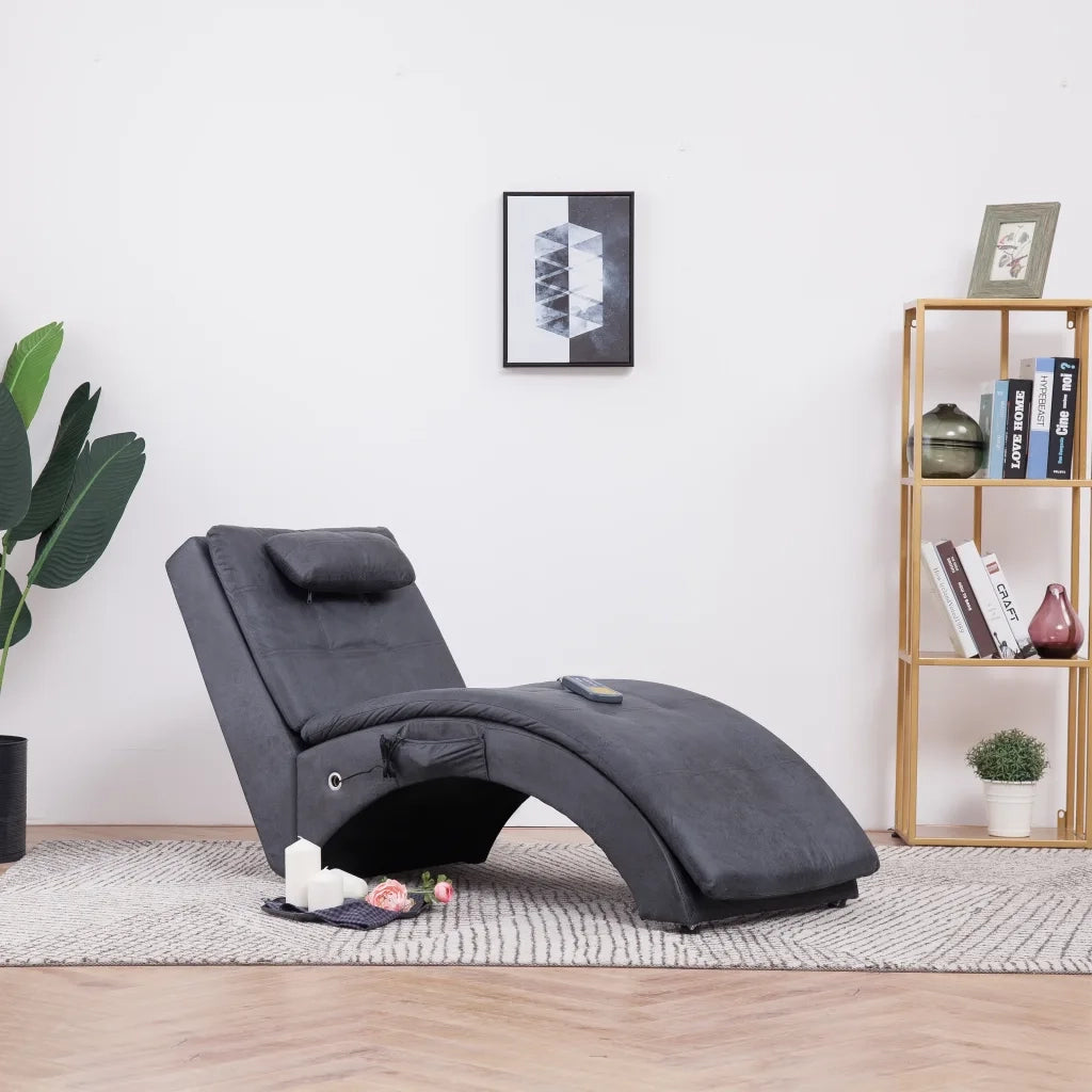 Sdraio Massaggiante con Cuscino Grigia Similpelle Scamosciata CFW1270085