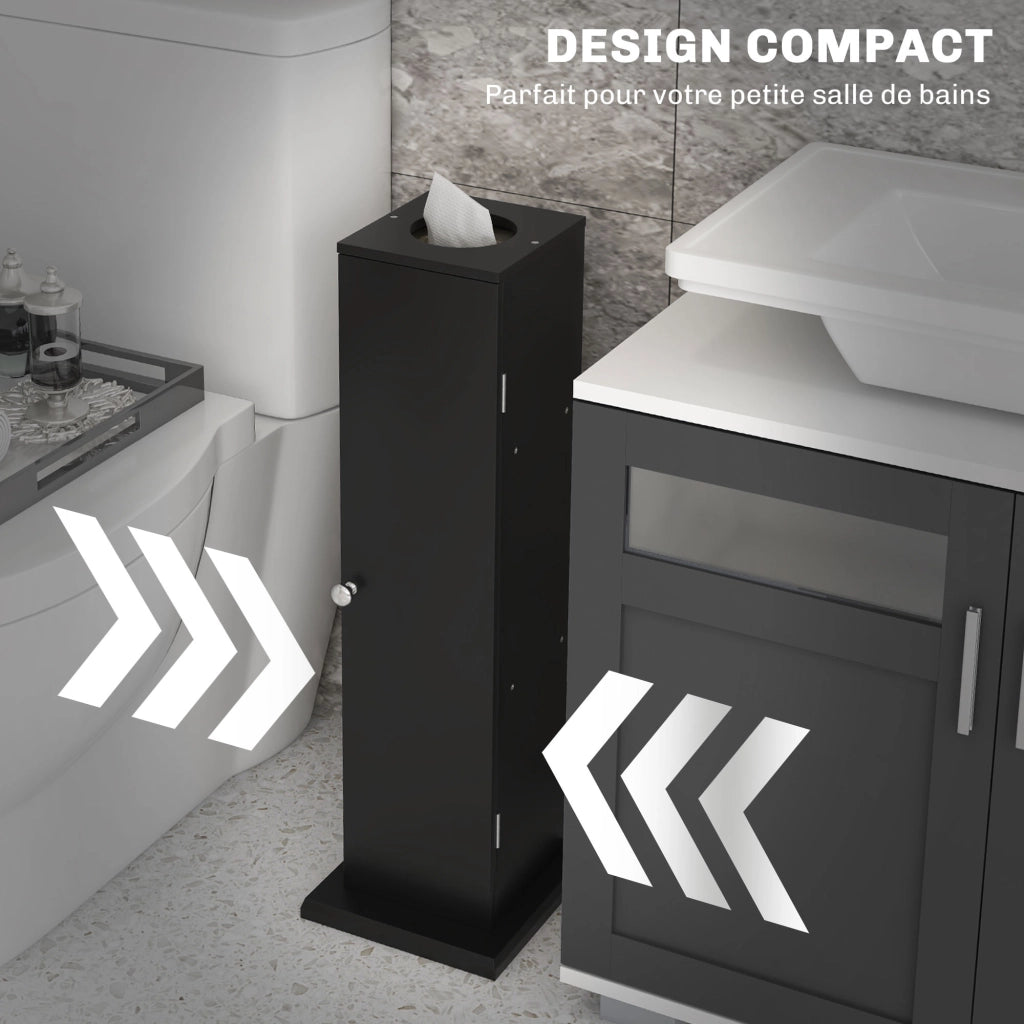 Mobiletto bagno 3 ripiani con portarotolo ¨C Xylo ¨C nero salvaspazio