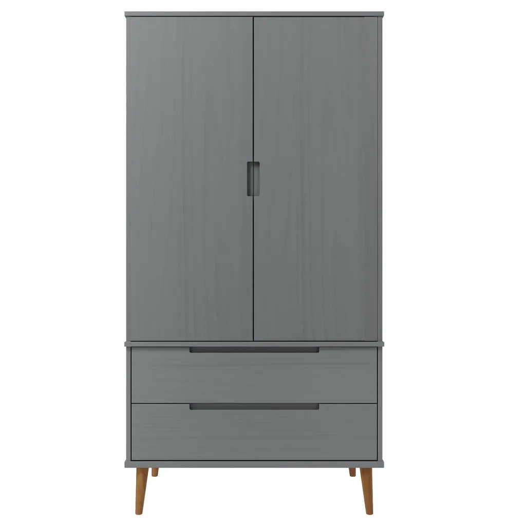 Armadio MOLDE Grigio 90x55x175 cm in Legno Massello di Pino cod mxl 71615