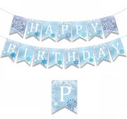 Decorazione di Compleanno Unica con Disegno di Neve - 15 Pezzi - Scatola in Cartone Sostenibile - Riciclabile - Ideale per Feste - Facile da Personalizzare - Decorazione per Feste