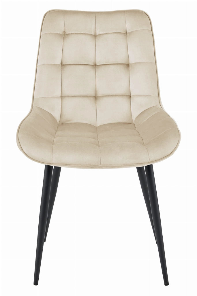 Sedia VALORA BERA - Velluto beige con gambe nere x 2