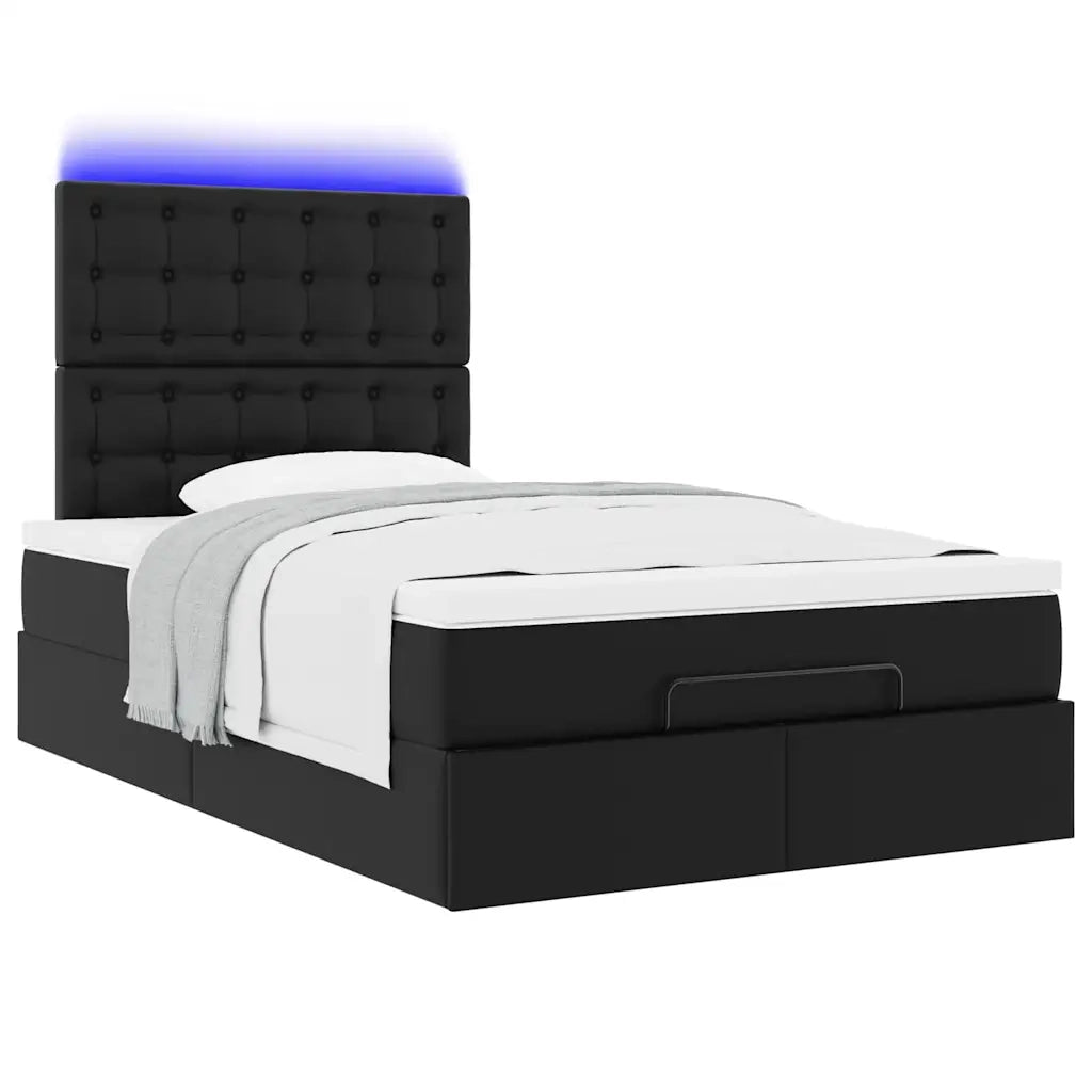 Struttura Letto Pouf con Materasso Nero 120x200 cm Similpelle 3313845