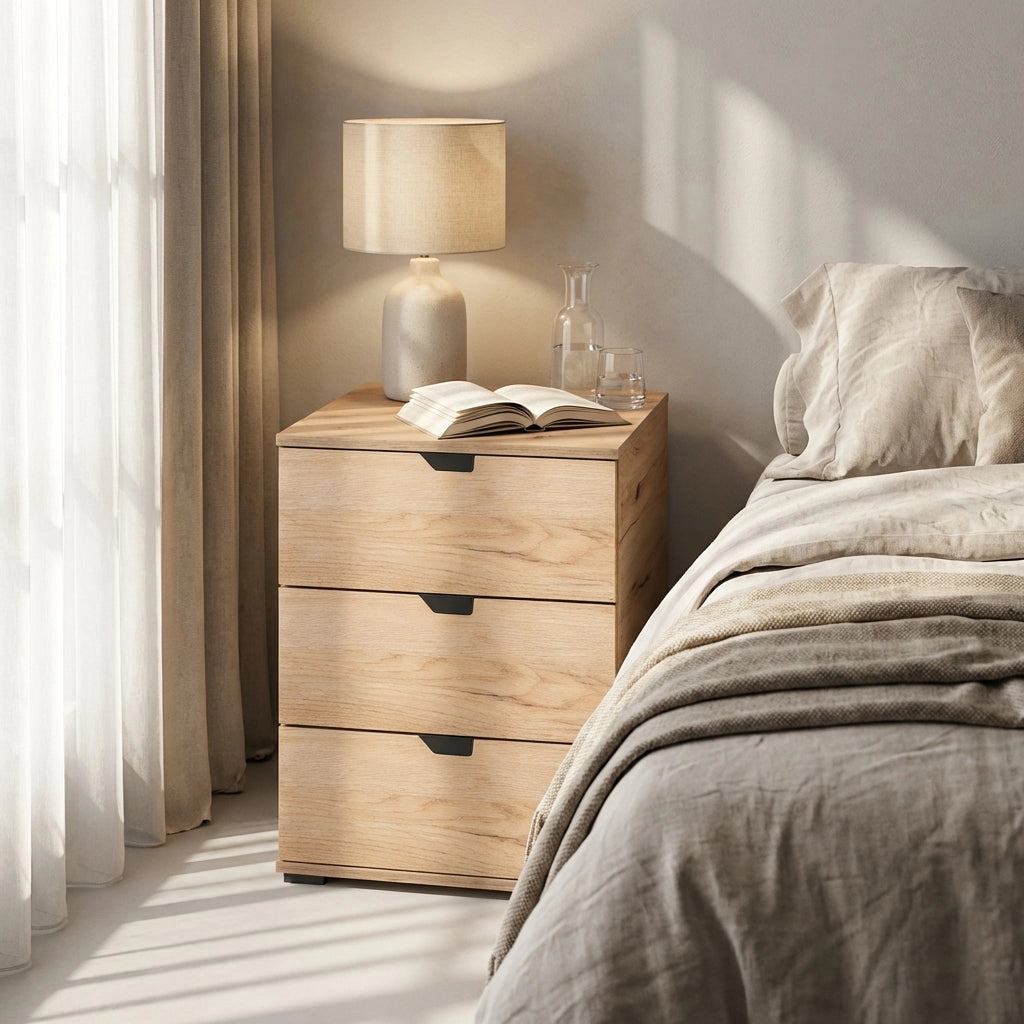 comodino moderno 3 cassetti cm 45x40x63 h - PLUS