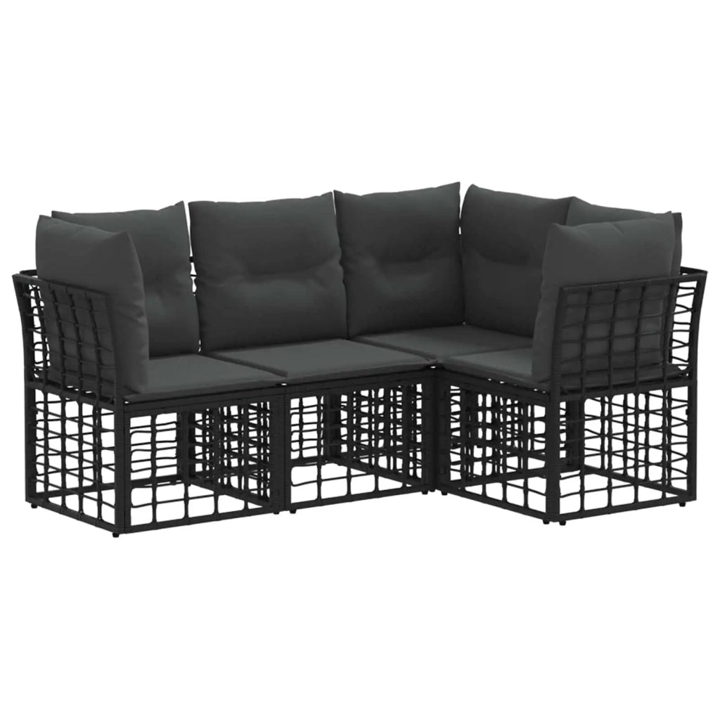 Set di divani da esterno | Set Salotto da Giardino Nero Poliestere