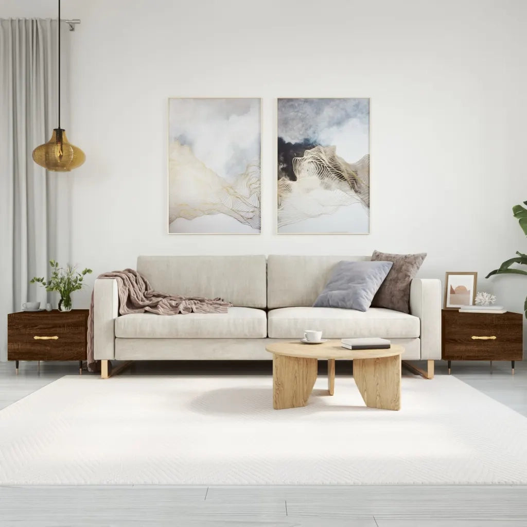 2 pz Tavolini salotto | Tavolino da caff¨¨ | Tavolino da Soggiorno Rovere Marrone 50x50x40 Legno Multistrato