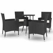 Set Bistr¨° da Giardino 5 pz | Set Salotto da Giardino con Cuscini in Polyrattan Nero