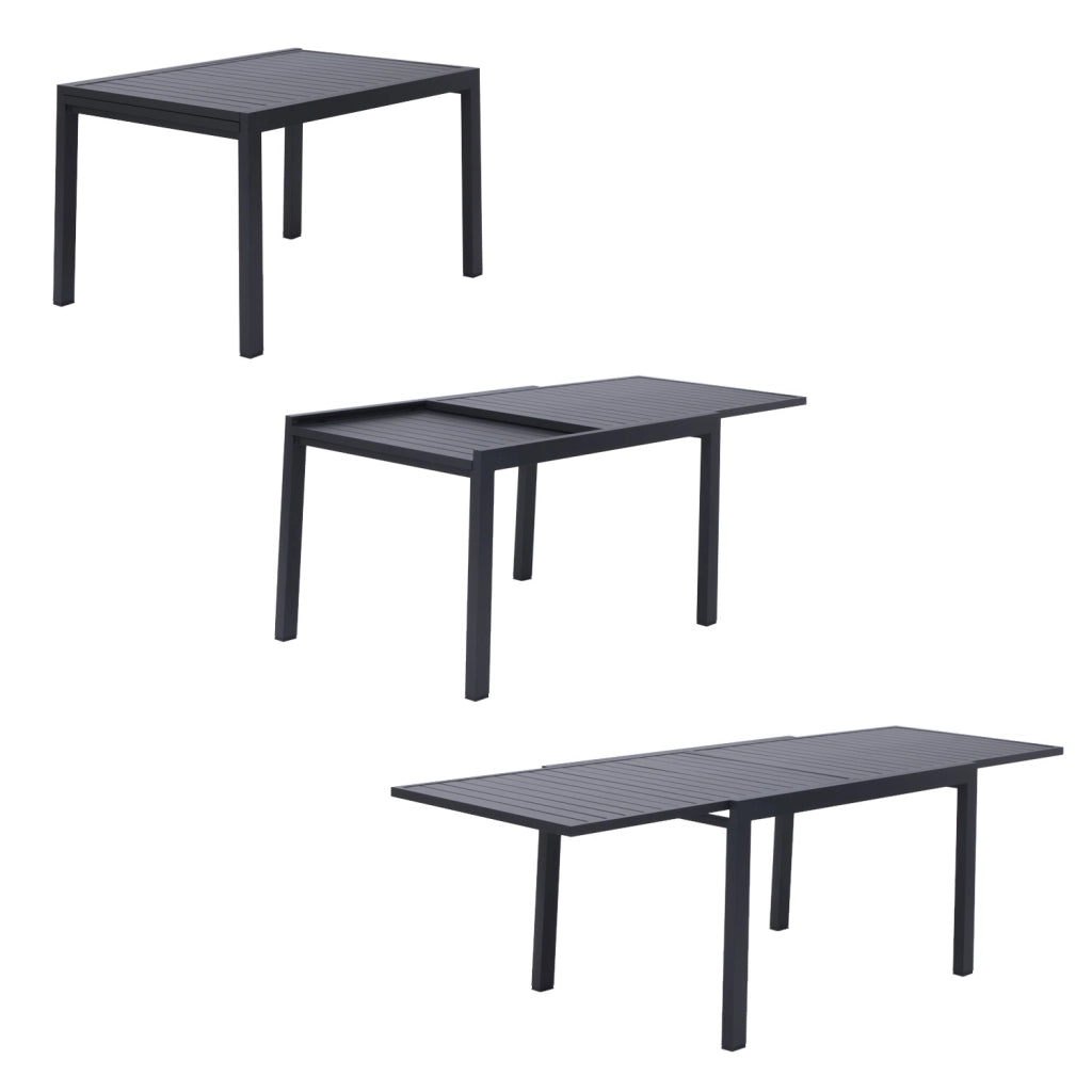 Set di mobili da giardino allungabili VENEZIA 132/264 in alluminio antracite - 10 posti a sedere