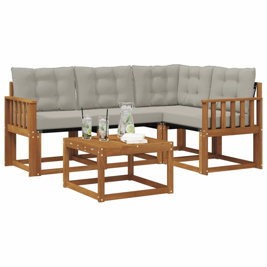 Set di divani da esterno 5 pcs Grigio Naturale e Chiaro 3368638