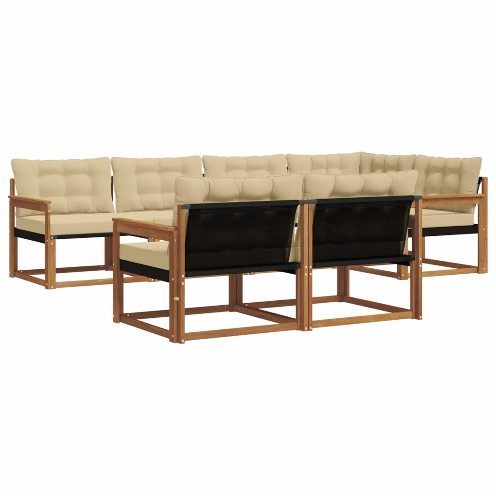 Set di divani da esterno con cuscino 7 pcs Naturale e Beige