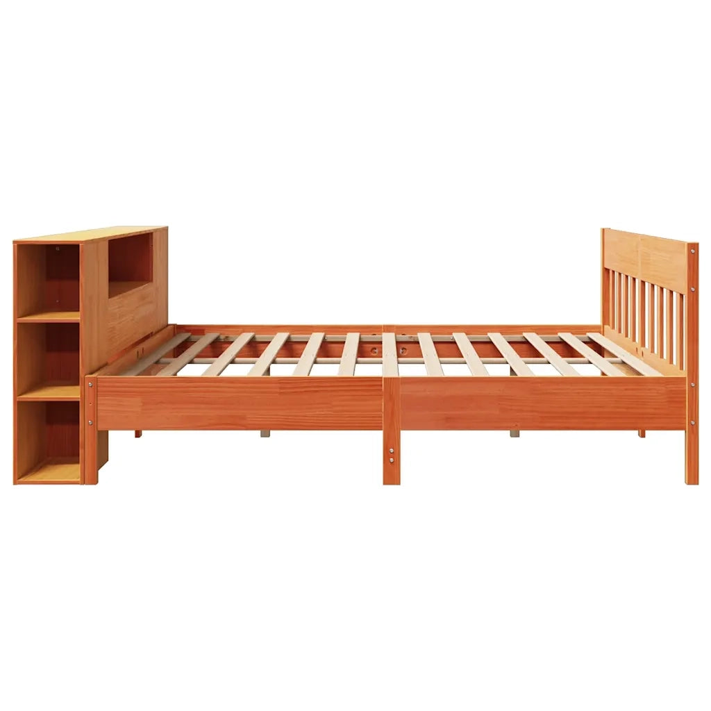 Letto Libreria senza Materasso Marrone Cera 200x200 cm in Pino 3323172
