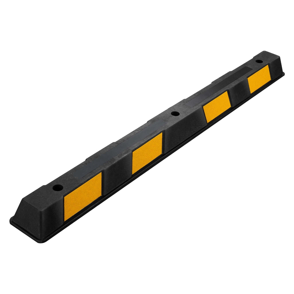 Delimitatore di parcheggio, battiruota in gomma 1650x160x100mm con fasce rifrangenti, Fermaruota