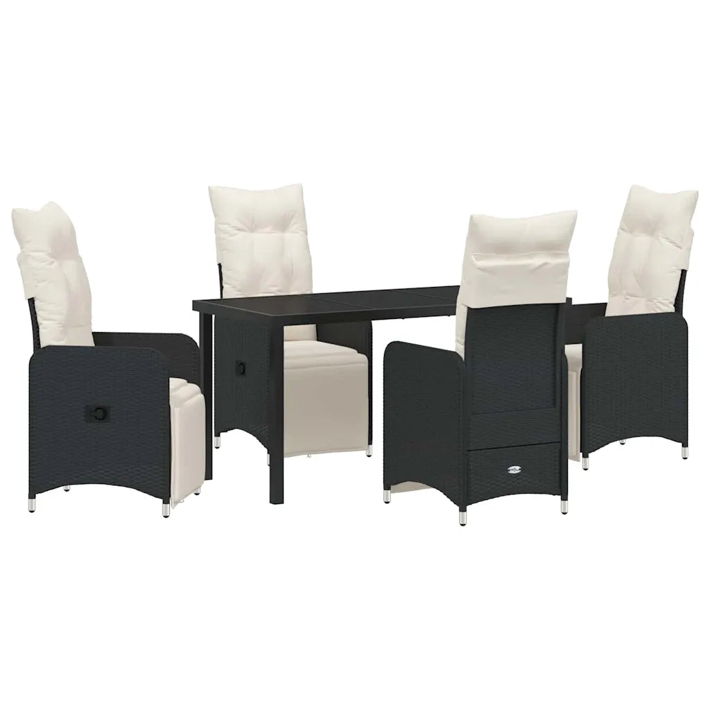 Set da Pranzo per Giardino con cuscino 5 pcs Nero polyrattan 3379662