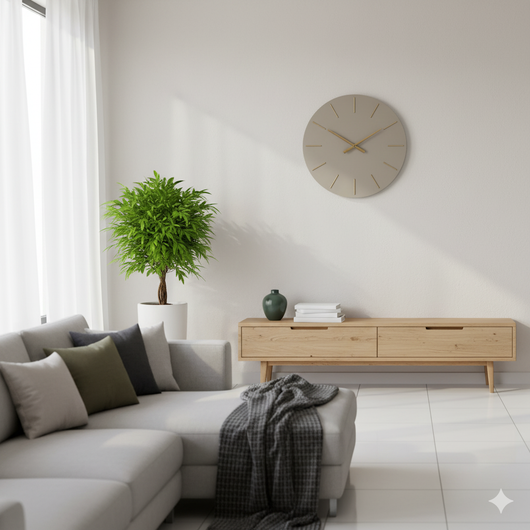 Orologio da Muro Ø 60x5 cm Timeline in Legno Tortora