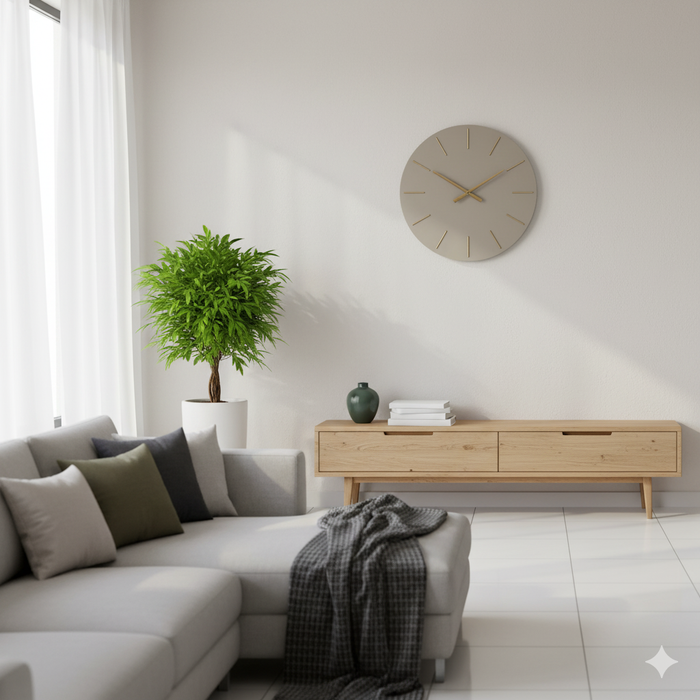 Orologio da Muro Ø 60x5 cm Timeline in Legno Tortora