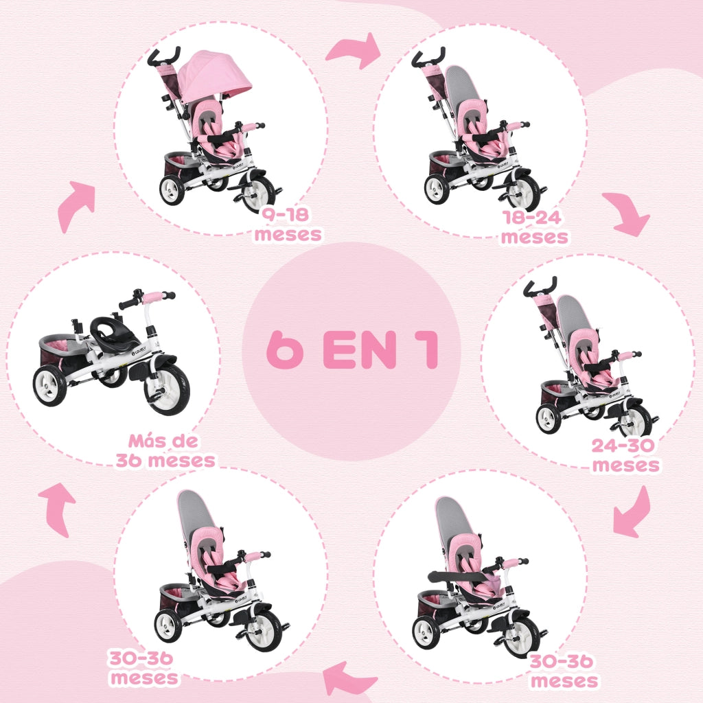 Triciclo Bambini con Portabottiglie ¨C Zephmum ¨C Rosa
