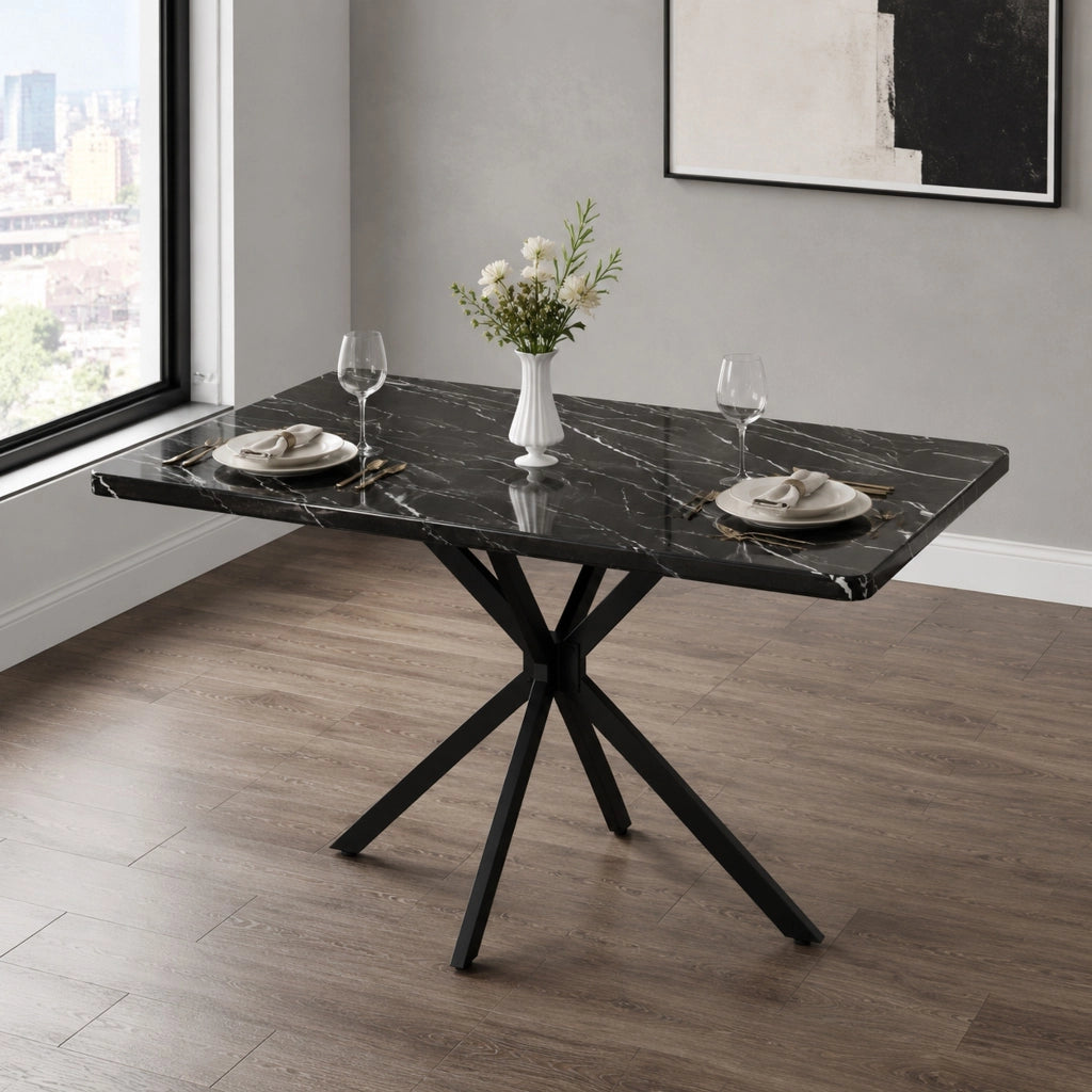 Tavolo da pranzo quadrato 107.2x58.2x8.7 cm; salvaspazio; in MDF e metallo nero