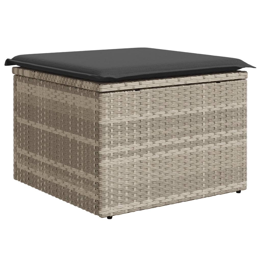 Set da giardino di 6 pezzi con cuscini grigio chiaro in polyrattan