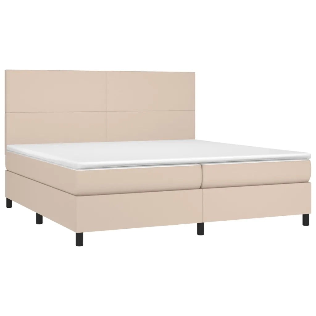 Giroletto Molle Materasso e LED Cappuccino 200x200cm Similpelle 3135848