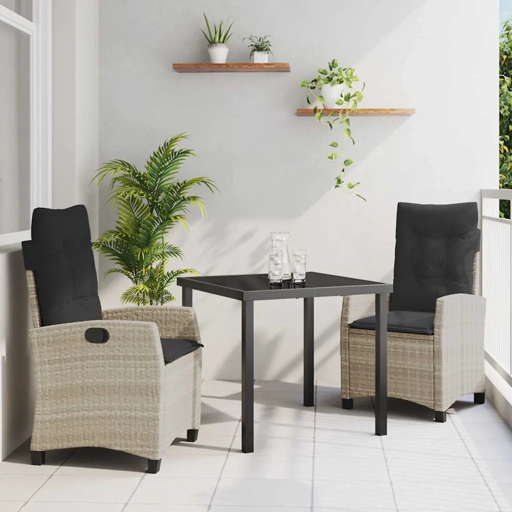 Set da Pranzo per Giardino 3 pcs Grigio chiaro polyrattan 3380407
