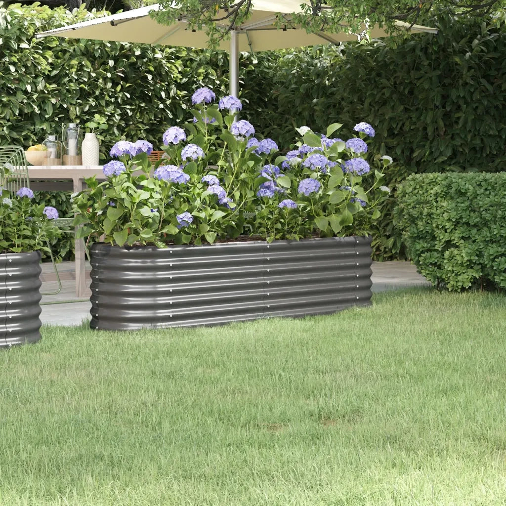 Fioriere | Cassetta per fiori | Letto Giardino Acciaio Zincato 152x40x36 cm Grigio