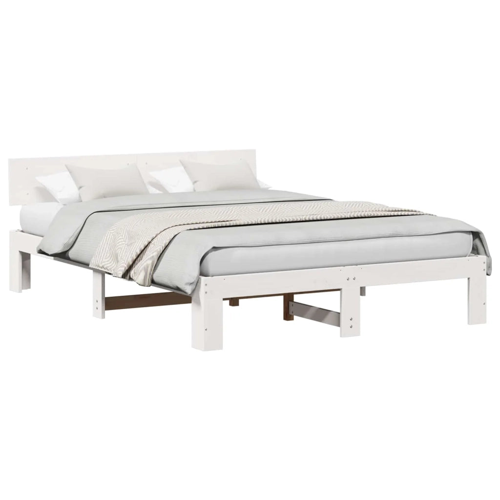 Struttura del letto Bianco 150 x 200 cm Pino massello 872648