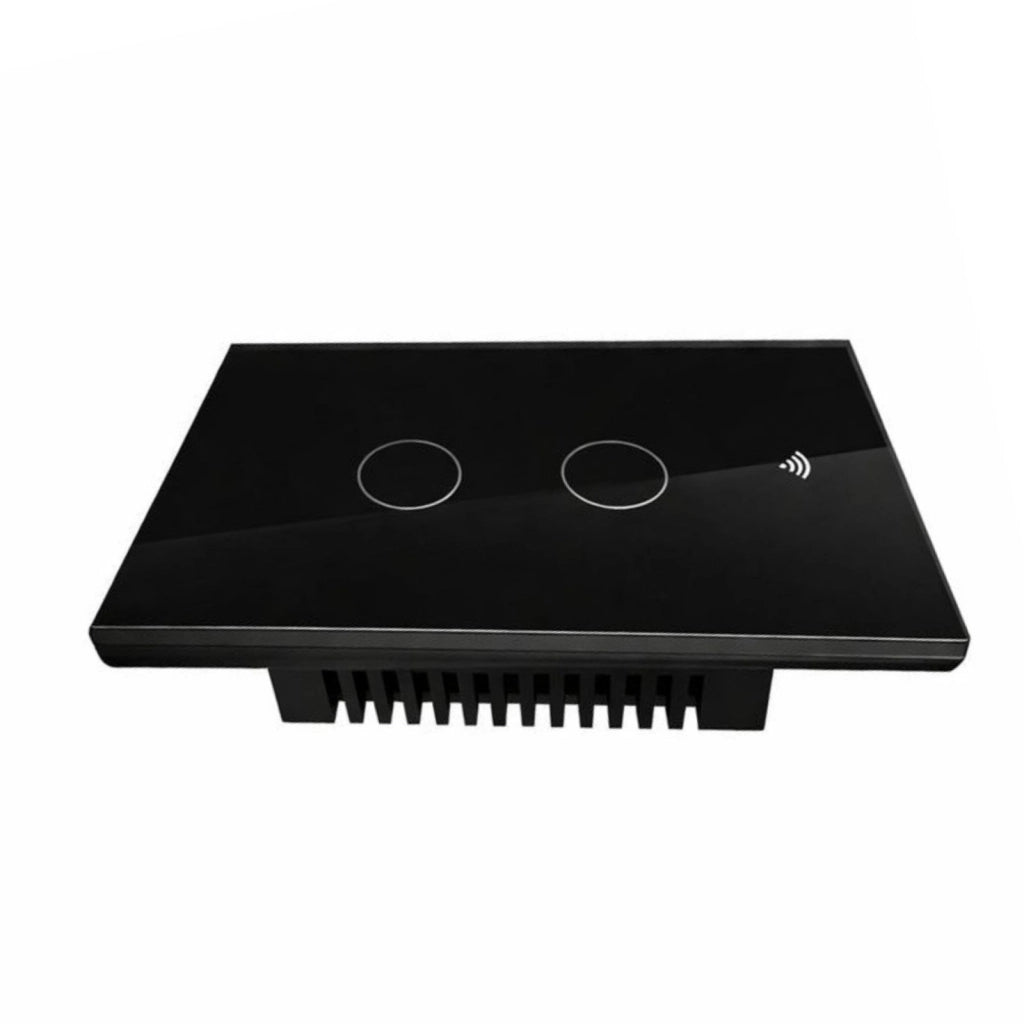 A2ZWORLD Interruttore Da Incasso Scatola 503, Touch Nero, WIFI 2.4G Matter, TUYA, Smart Life,Apple Home, Google Home, Alexa, SmartThings, 10A, AC 90-250V, 50/60HZ, 120X72X38mm, IP20,Disponibili 1,2,3 Tasti (2 Tasti)