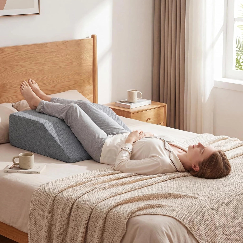 Cuscino per Gambe, Cuscino a Cuneo di Memory Foam, con Rivestimento Traspirante Smontabile, Cuneo in Schiuma per Dopo un Intervento Chirurgico Gravidanza e Lesione (Grigio)