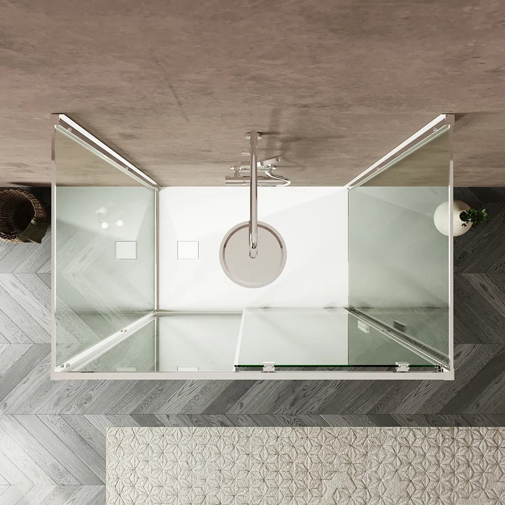 Box doccia tre lati 90x100x90cm con porta scorrevole profili cromati e vetro 6mm trasparente h190 | Portofino