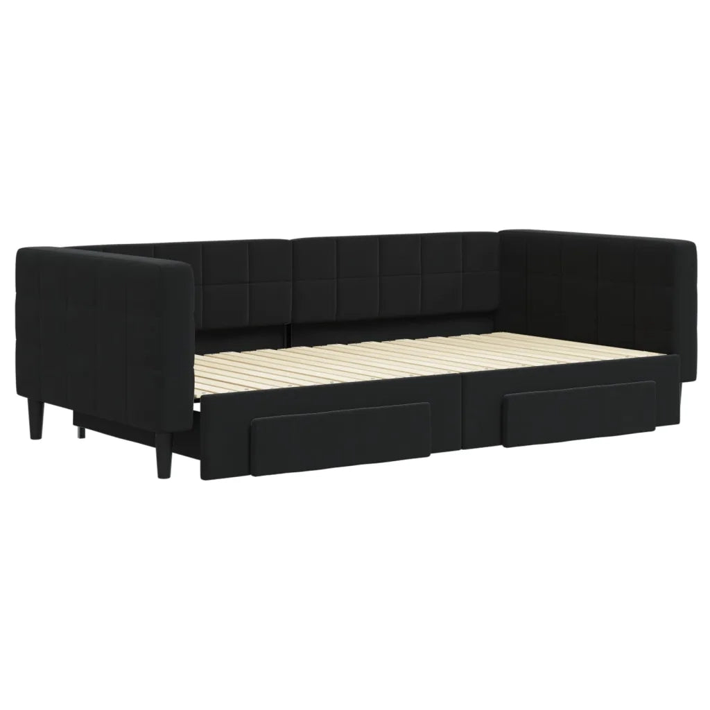 Divano Letto Estraibile con Cassetti-Sofa Letto-Daybed Nero 100x200 cm in Velluto 526714