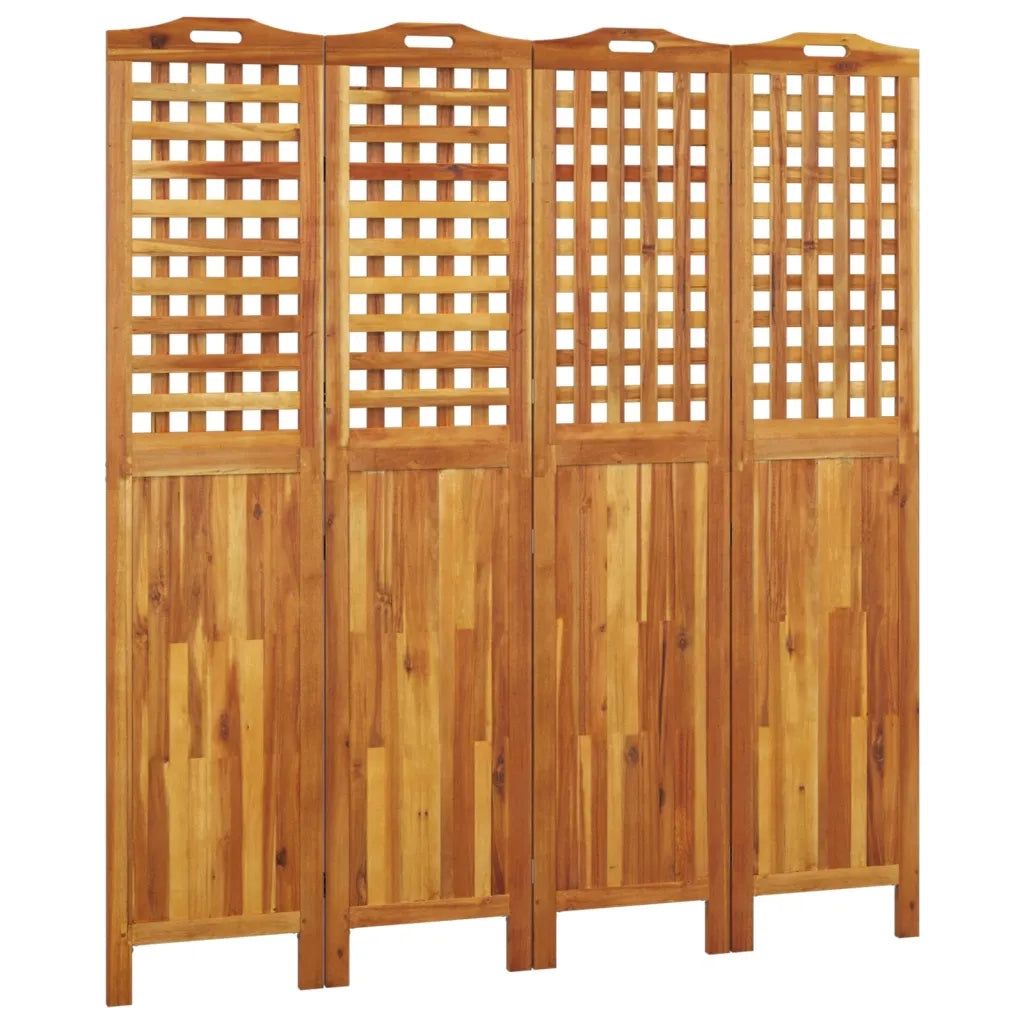 Divisorio Ambienti | Divider per stanze | Paravento a 4 Pannelli 162x2x180 cm Legno Massello di Acacia