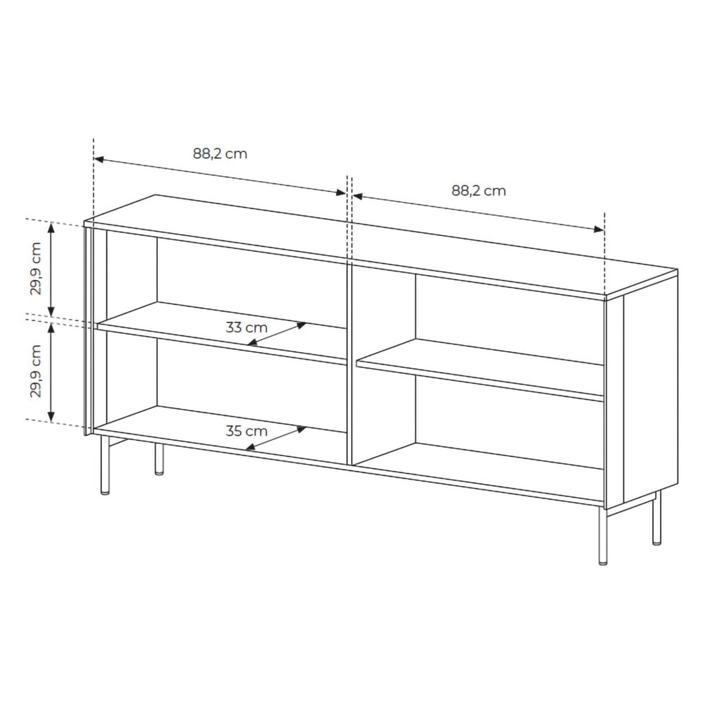 Madia Hapa, Credenza 4 Ripiani, 181x39x83h cm Beige Cashmere