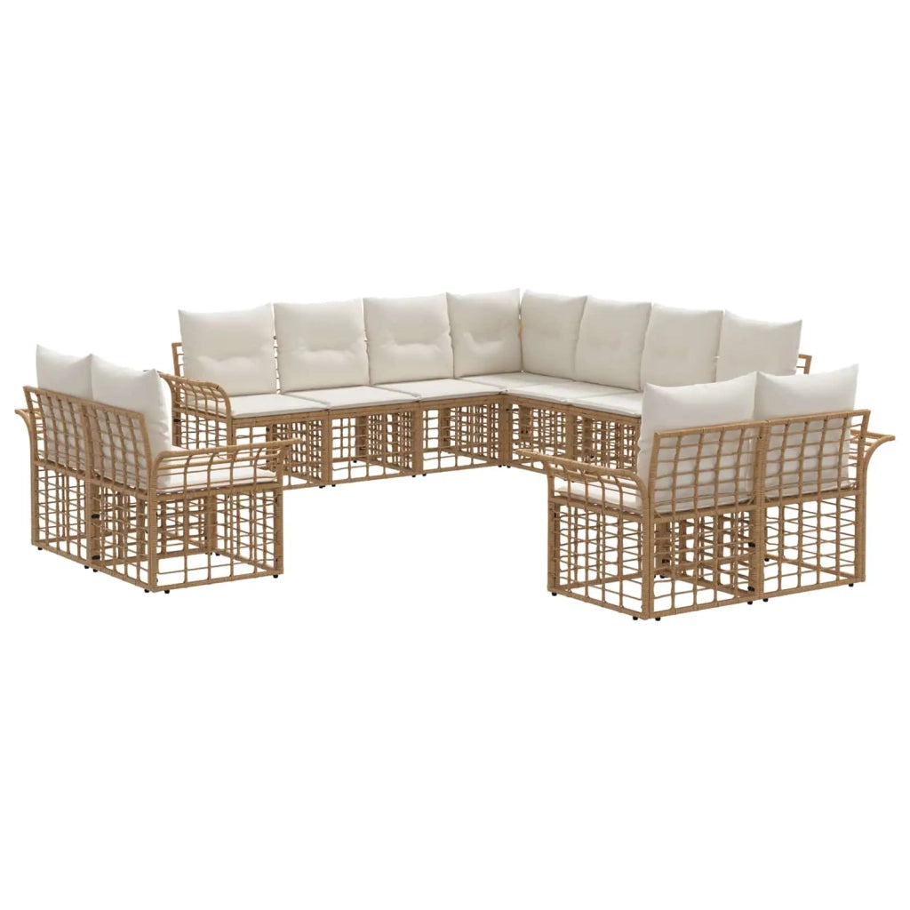 Set di divani da esterno 11 pcs Naturale e Bianco Crema 3437802