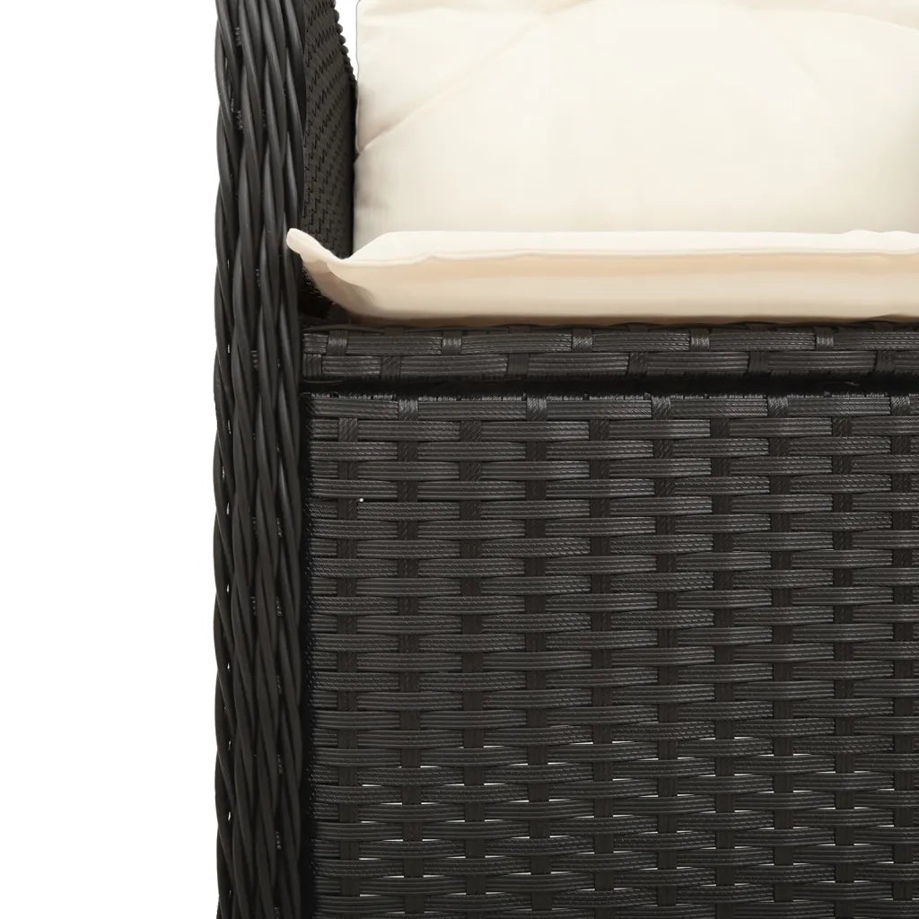 Sedia Reclinabile da Giardino | Sedie da Esterno con Cuscini Nera in Polyrattan