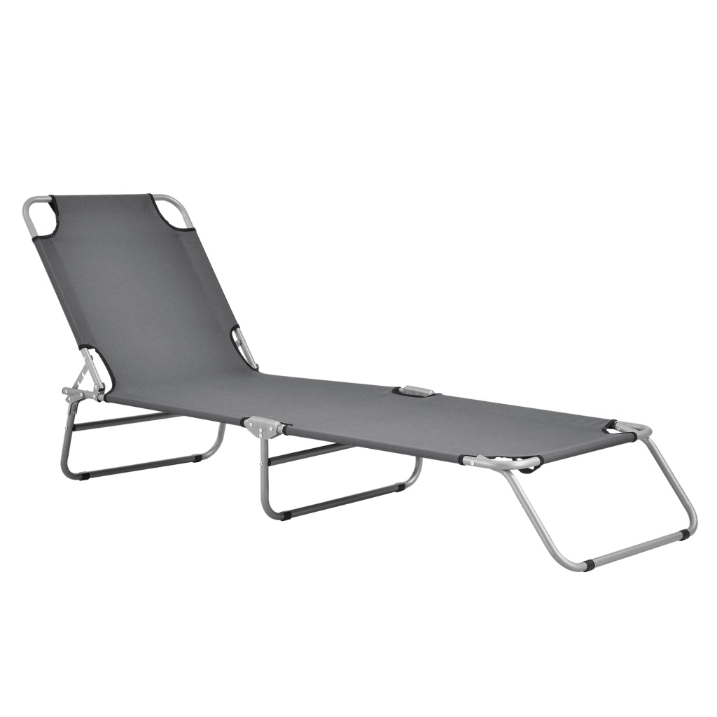 Lettino Prendisole Carcao con Schienale Reclinabile Sdraio Mare Portatile - Grigio Scuro casa.pro