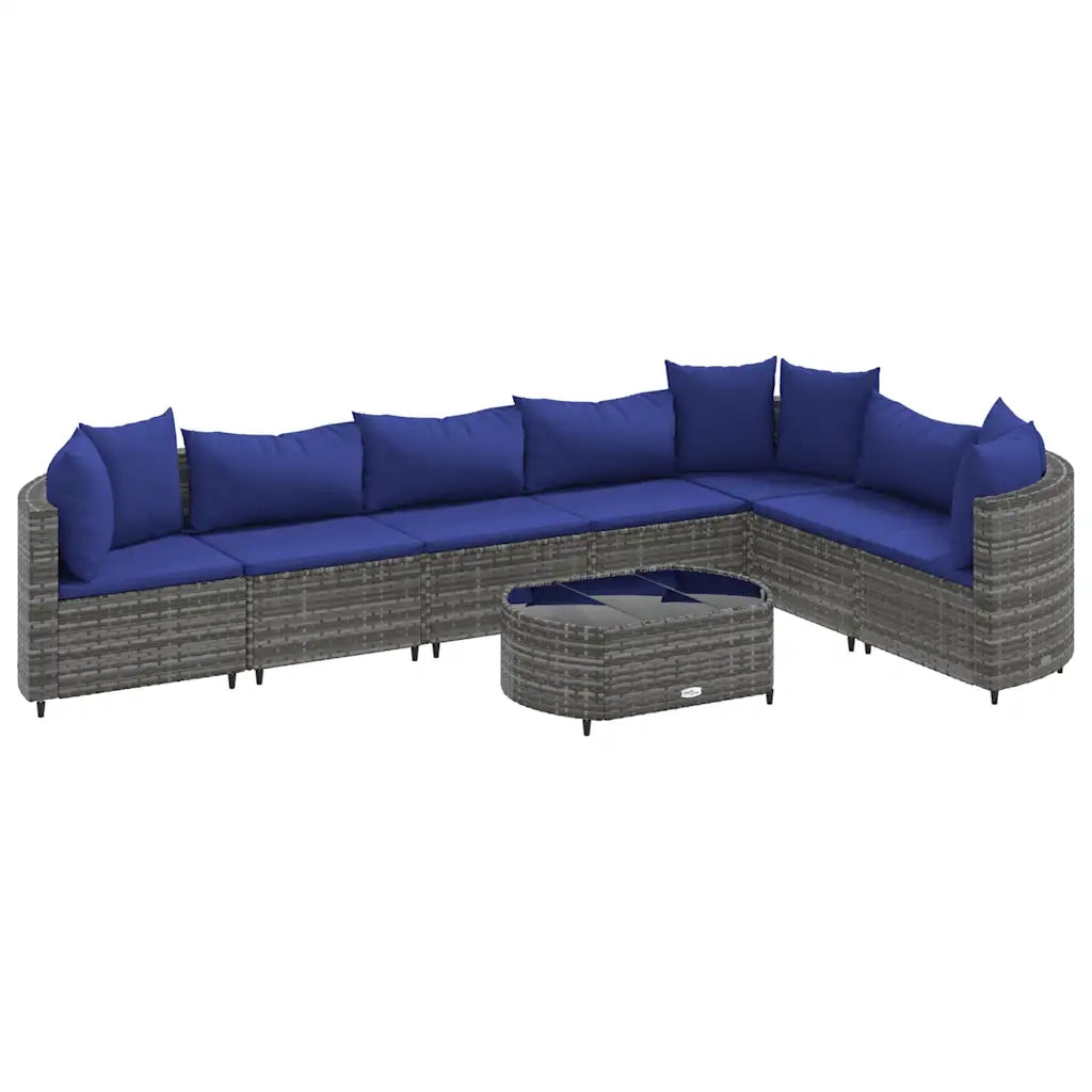 Set Divano da Giardino 8 pz con Cuscini Grigio in Polyrattan 3308391
