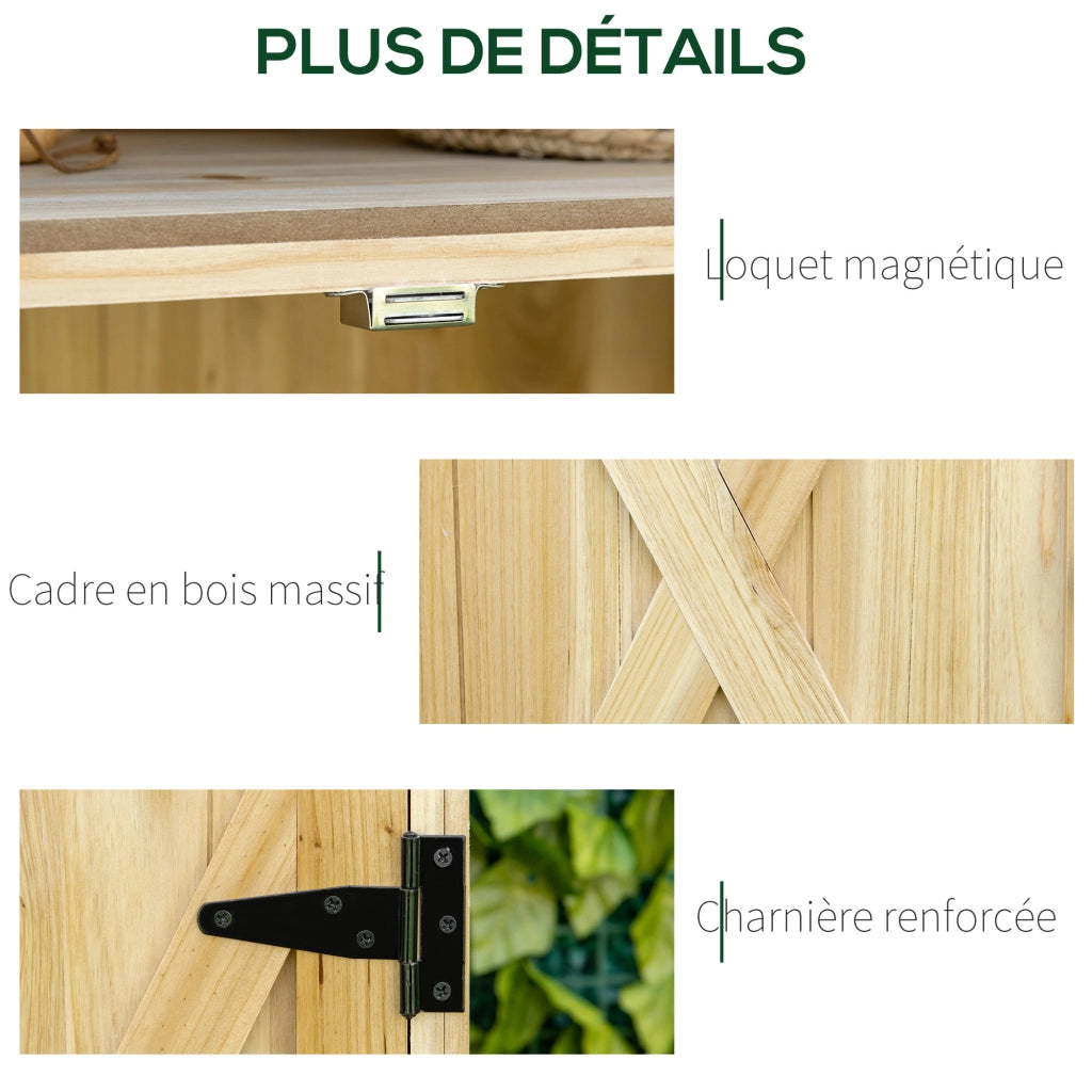 Armadio da giardino ¨C zephmum ¨C legno massello metallo 80x45x92 cm