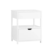 SoBuy Comodino camera da letto con 2 cassetti Tavolino divano stretto Comodino Bianco 45x38x56 cm FRG258-II-W