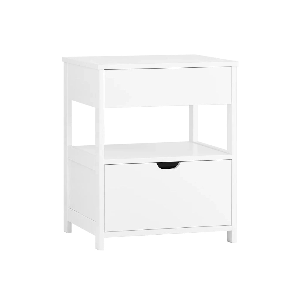 SoBuy Comodino camera da letto con 2 cassetti Tavolino divano stretto Comodino Bianco 45x38x56 cm FRG258-II-W
