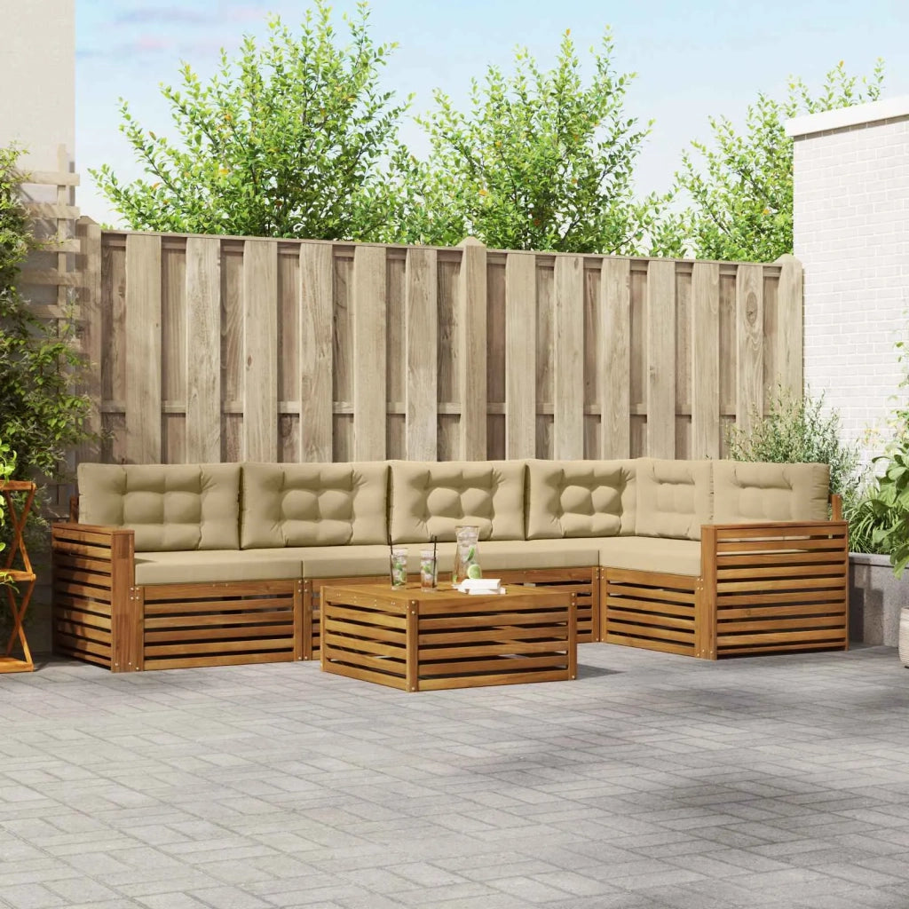 Set di divani da esterno con cuscino 6 pcs Naturale e Beige