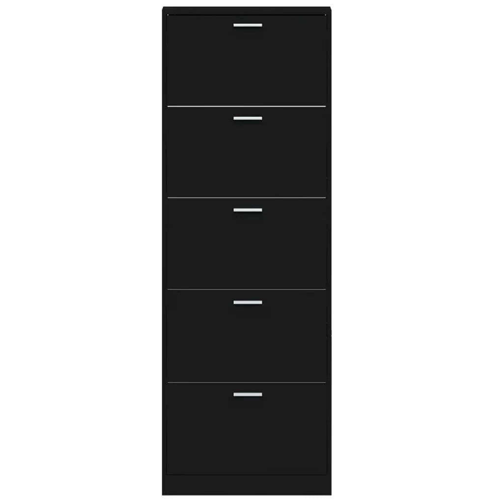 Scarpiera mobile contenitore per scarpe mobile per ingresso/corridoio/soggiorno 59 x 17 x 169 cm legno ingegnerizzato nero 02_0021984