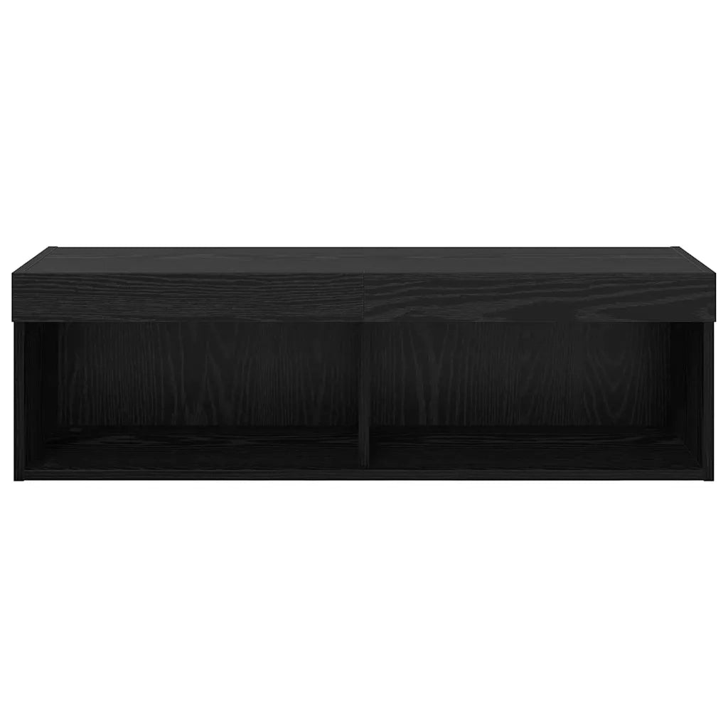 Mobile TV da parete con LED Rovere Nero 100 x 30 x 30 cm