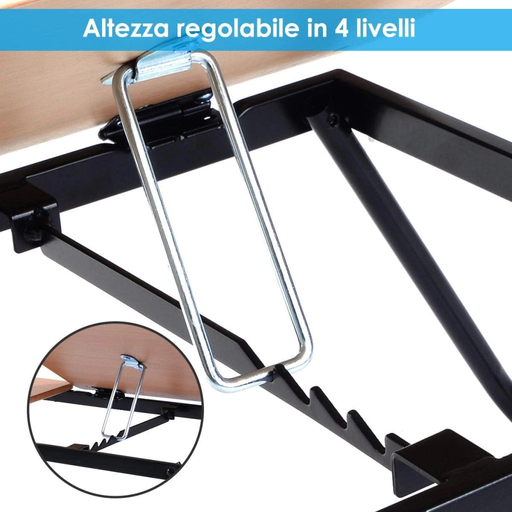 Vassoio da Letto, Tavolino Portatile Pieghevole per Letto con Piano Inclinabile, Tavolino Multifunzionale per Divano, Colazione a Letto, Casa, Ufficio e Viaggi (Nero)