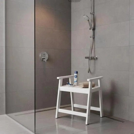 Douchestoel con braccio per rasatura dei polpiti in bagno - Bianco
