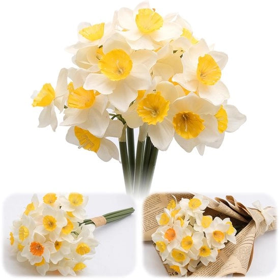 Fiori di Narciso Artificiali - 6 Pezzi - Finte Fiori - Tessuto/Kunststoffo - Decorazione per Casa/Giardino - Disegno Realistico - Perfetto per il Fai da Te - Finte Fiori