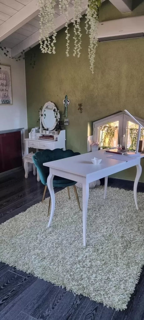 Scrivania 2 cassetti legno bianco arte povera 120x60x78 (1304) - Mobili 2G
